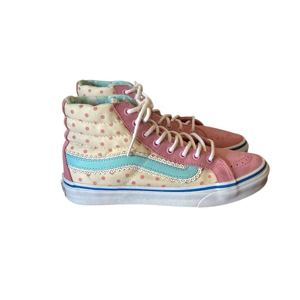 Vans Shoes Pink and Cream High-Tops Woman’s Size 7 - Picture 3 of 11